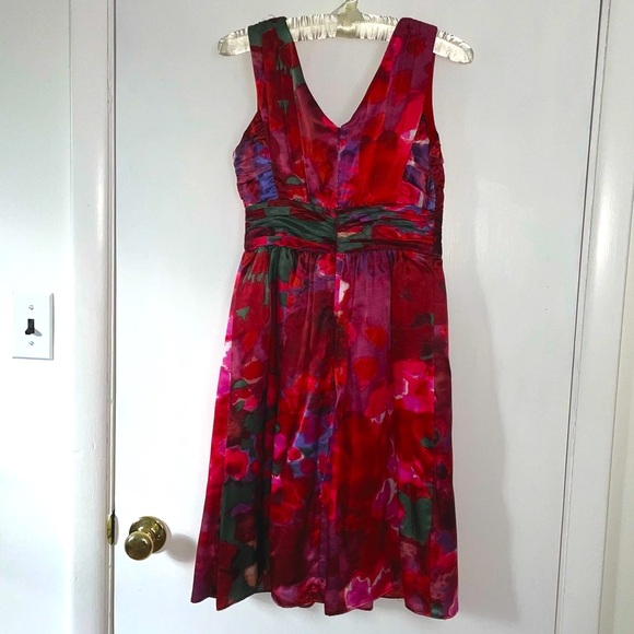 Banana Republic Silk Red Watercolor Dress - Picture 4 of 13